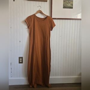 Daily Ritual Burnt Orange Short Sleeve Maxi Dress